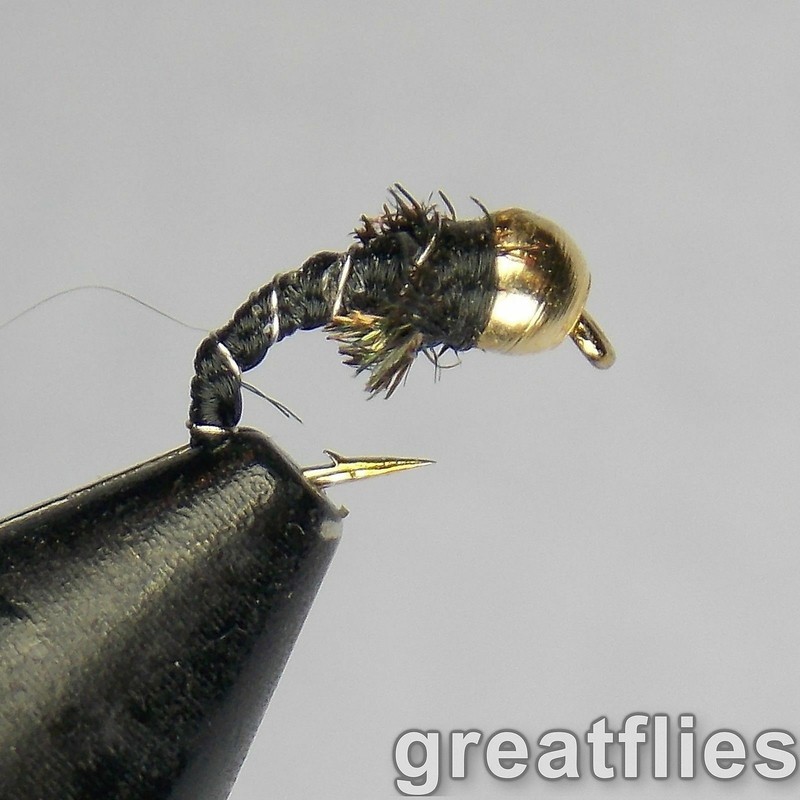 1 dozen (12) – Zebra Midge – Gold (brass) Bead Head