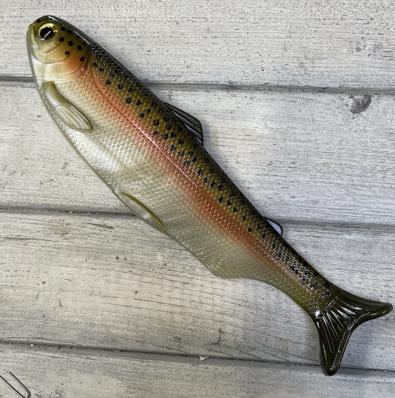 Weedless Swimbait 8” wedge tail Color Rainbow Trout Lot Of 1 Bait gallery
