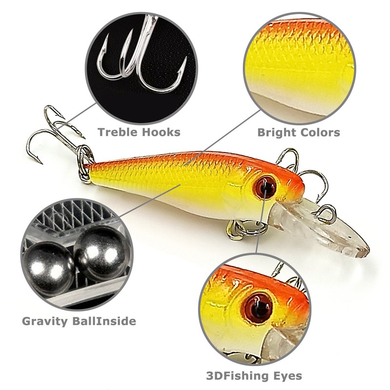 30PCS Kinds of Fishing Lures Crankbaits Hooks Minnow Baits Bass Tackle Crank Set gallery