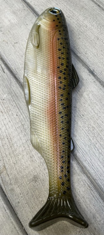 Weedless Swimbait 8” wedge tail Color Rainbow Trout Lot Of 1 Bait gallery