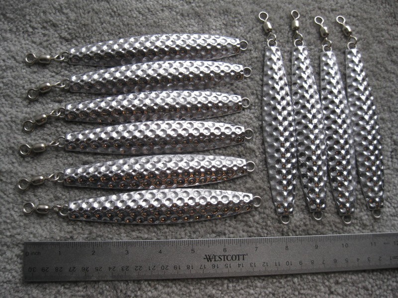 10 fishing bulk jigs lures 10oz hammered diamonds vertical jigging no hooks