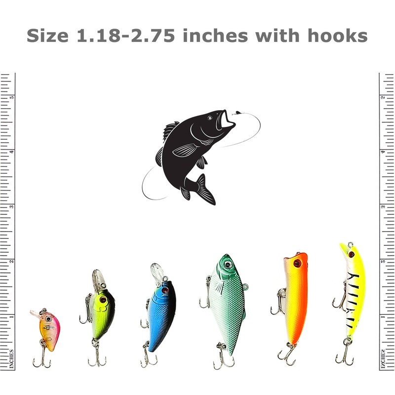 30PCS Kinds of Fishing Lures Crankbaits Hooks Minnow Baits Bass Tackle Crank Set gallery