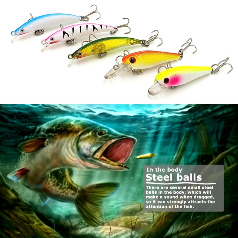 30PCS Kinds of Fishing Lures Crankbaits Hooks Minnow Baits Bass Tackle Crank Set gallery