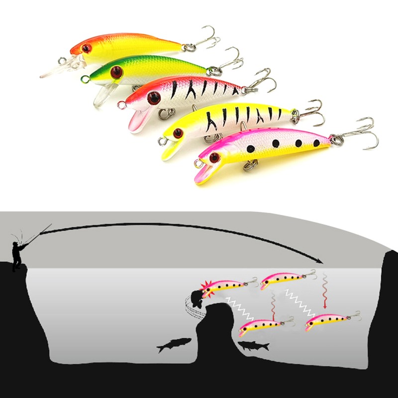 30PCS Kinds of Fishing Lures Crankbaits Hooks Minnow Baits Bass Tackle Crank Set gallery
