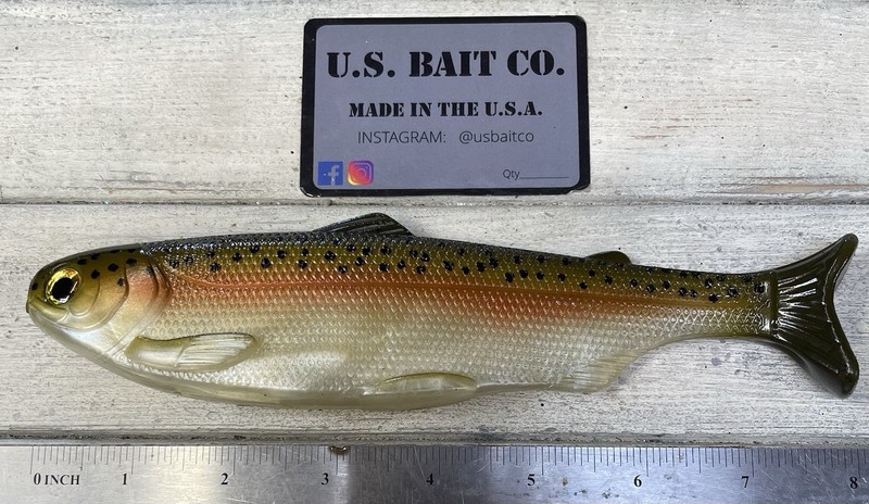 Weedless Swimbait 8” wedge tail Color Rainbow Trout Lot Of 1 Bait