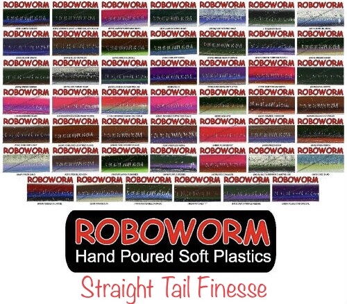 Roboworm Straight Tail Finesse / Drop Shot Worm – Choose Size / 44 Color Choices