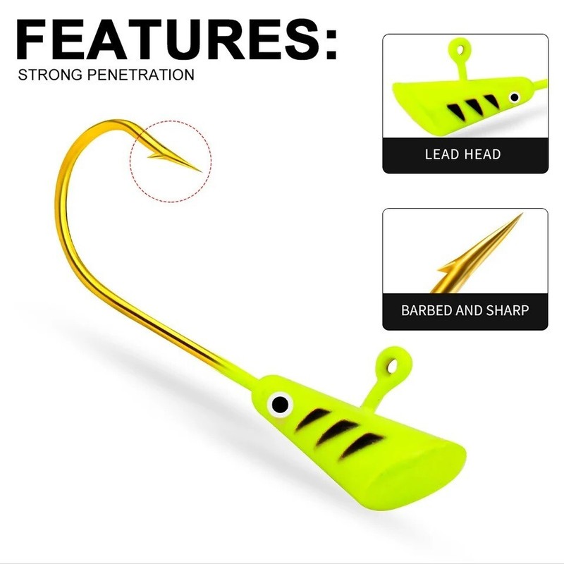 50PCs 1/16 oz Shad Dart Lead Jig Heads Fishing hooks Crappie Panfish Bass Lures gallery
